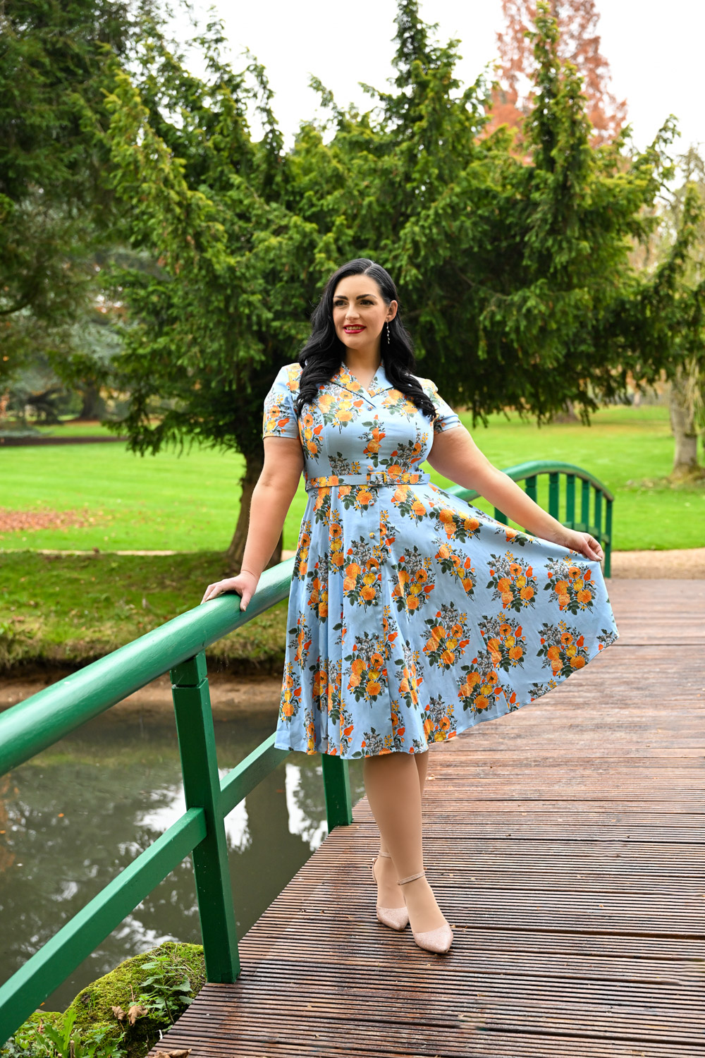 Hallie Floral Swing Dress in Extended Sizing